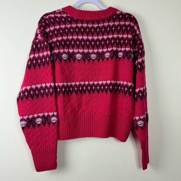 Scotch and Soda Red Cable Knit Fair Isle Sweater Pullover NEW Size Large - Picture 6 of 9